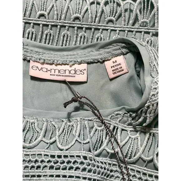 Eva Mendes NY&C Crochet Lace Midi Cocktail Dress Mint Green Petite‎ M NWT - Picture 12 of 15